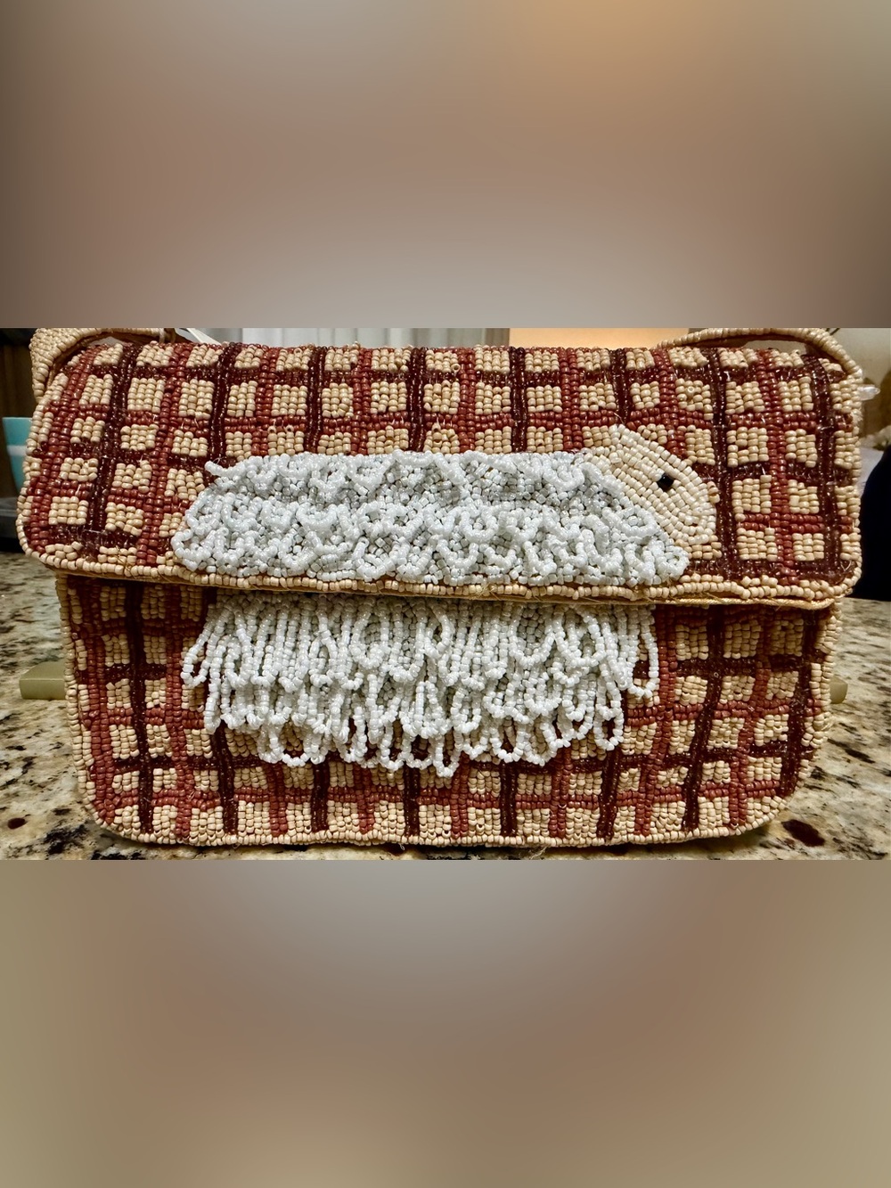 NWT Sol & Mer Viral Hand Beaded Highland Cow Plaid Shoulder Bag